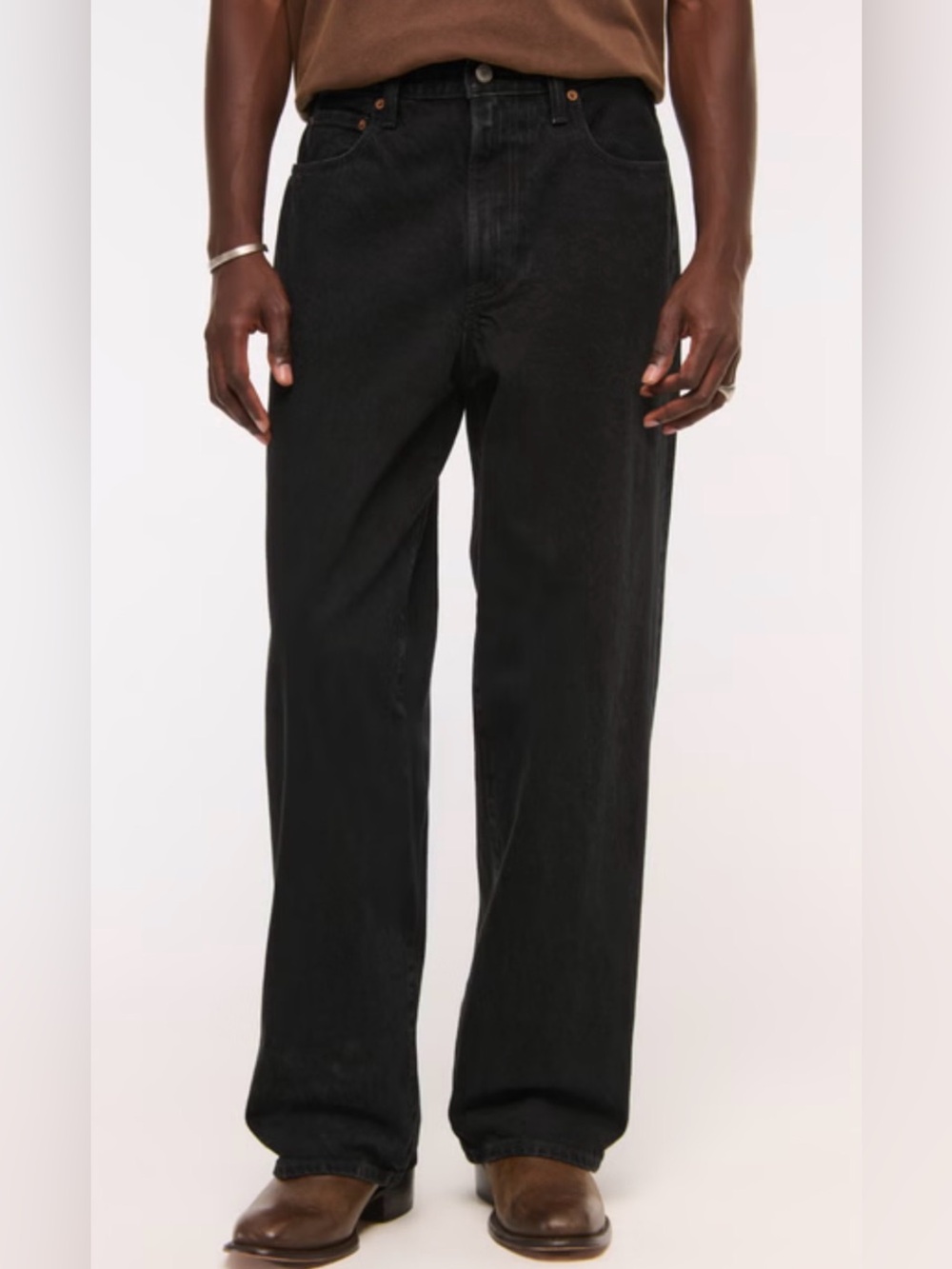 Abercrombie &Fitch Rigid Baggy Denim Men's Straight-Leg Faded Black Jeans 32/L30